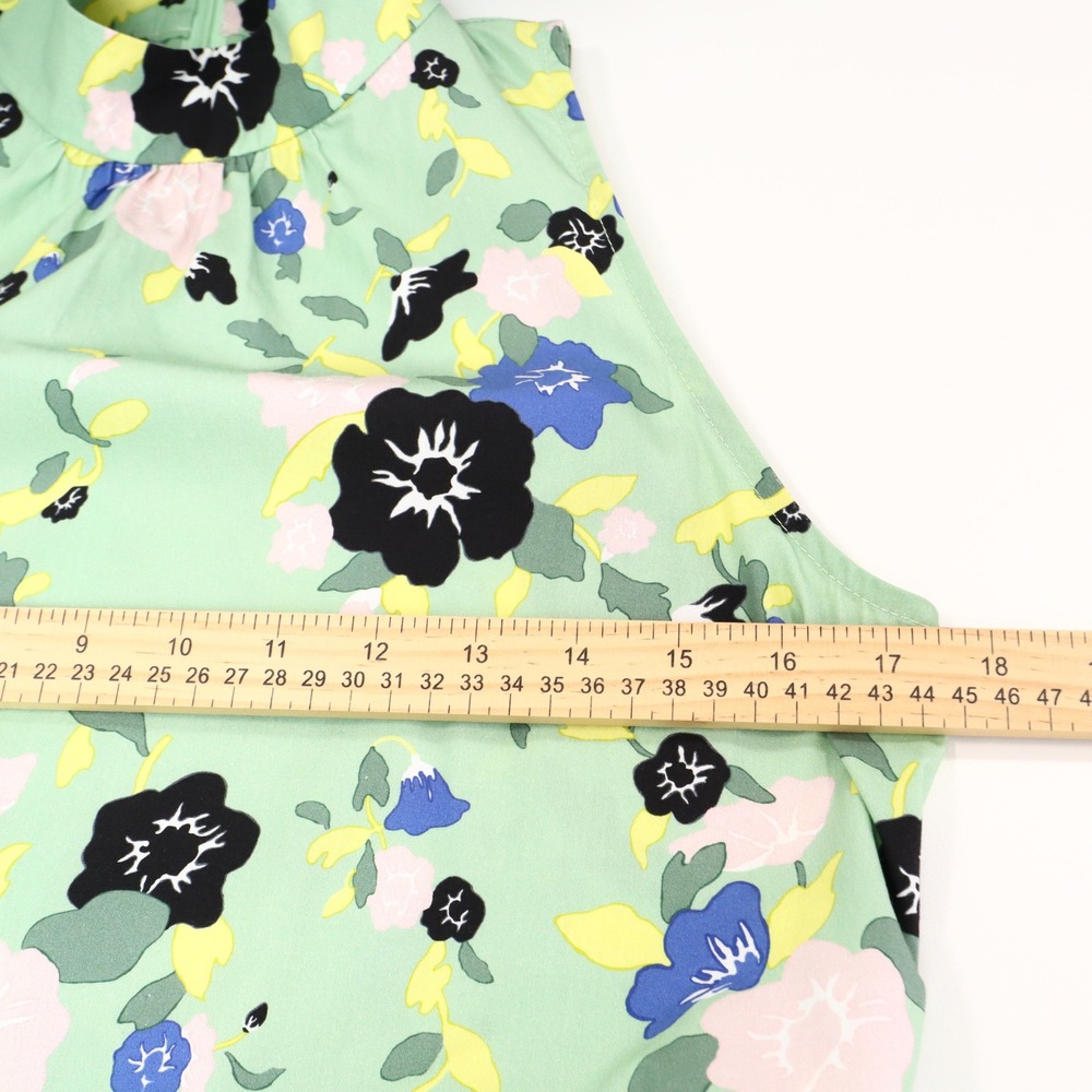 Pearl by Lela Rose Floral Cotton Halter Belted Dress XS Green Feminine Romantic - Picture 10 of 14